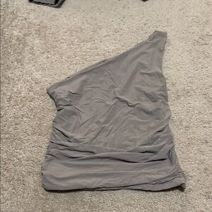Abercrombie taupe ruched one-Shoulder Top